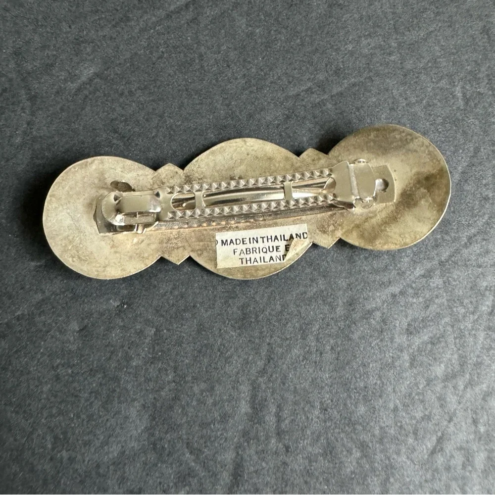 Vintage Boho Hair Clip Large Barrette Mixed Metal Brass‎ Silver Western Cowgirl